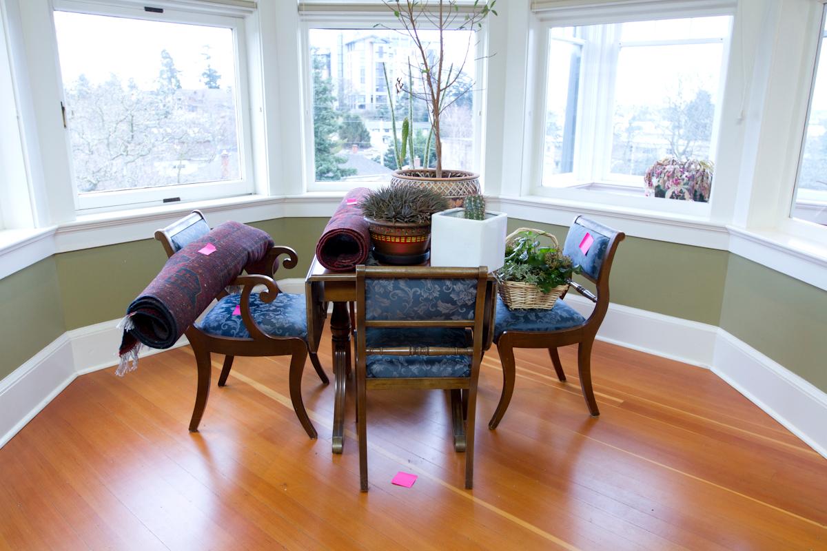Furniture and antiques prepped and tagged for storage